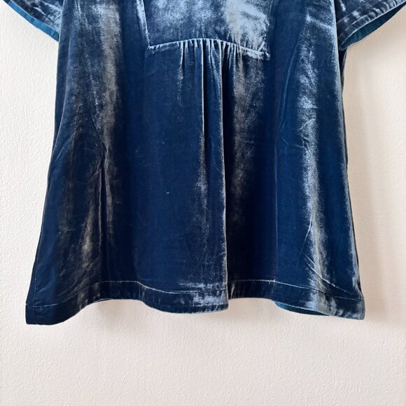 Sundance Briella V-Neck Velvet Silk Blend Babydoll Top - Picture 4 of 6